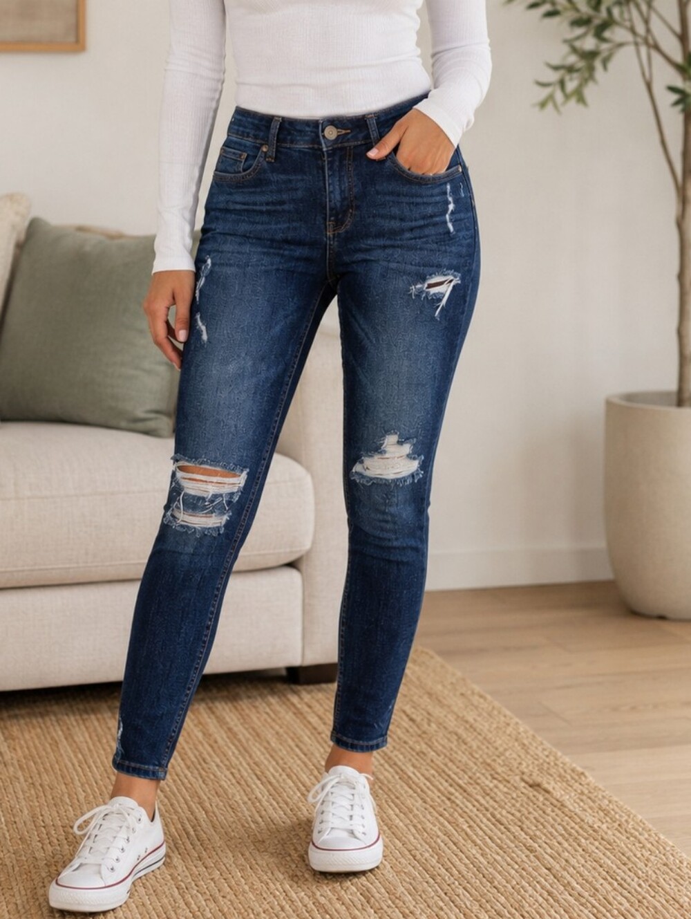 RIVER ISLAND Skinny Distressed Jeans